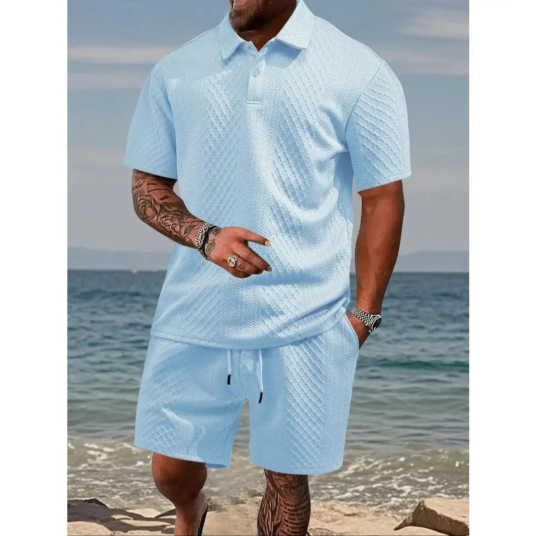 Ensemble décontracté pour homme : polo et short à cordon de serrage