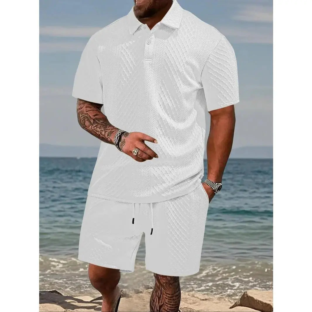 Ensemble décontracté pour homme : polo et short à cordon de serrage