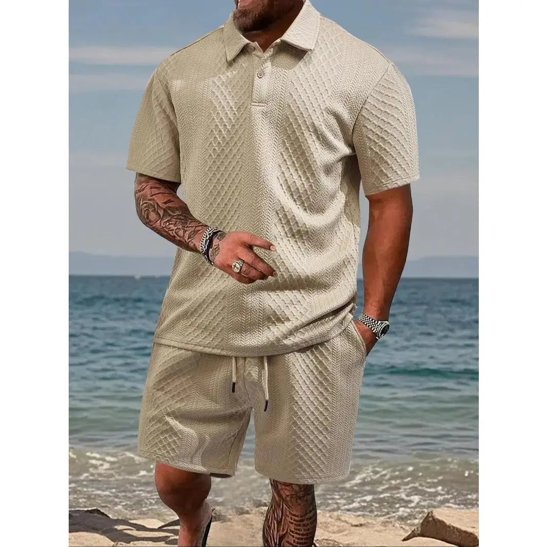 Ensemble décontracté pour homme : polo et short à cordon de serrage