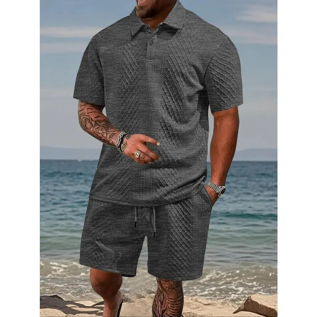 Ensemble décontracté pour homme : polo et short à cordon de serrage