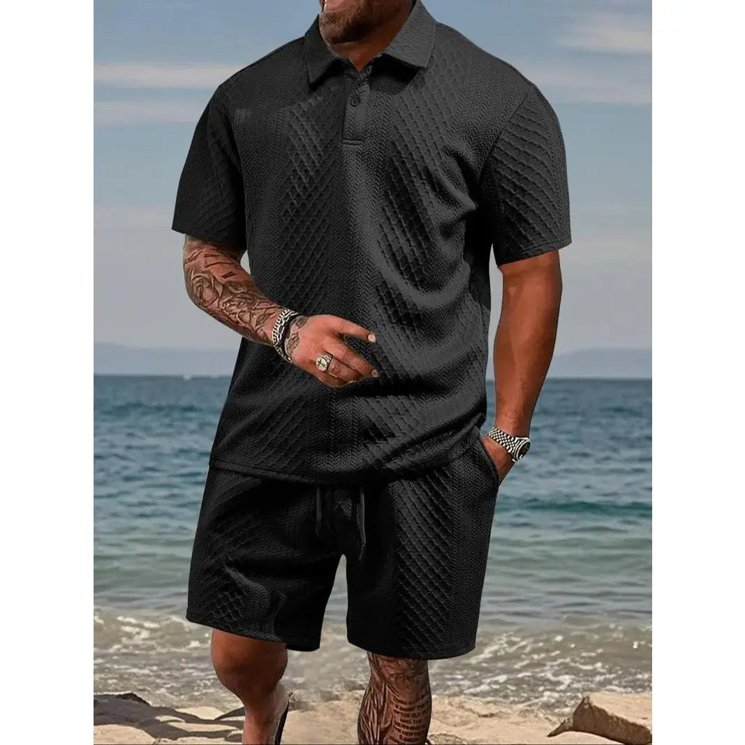 Ensemble décontracté pour homme : polo et short à cordon de serrage