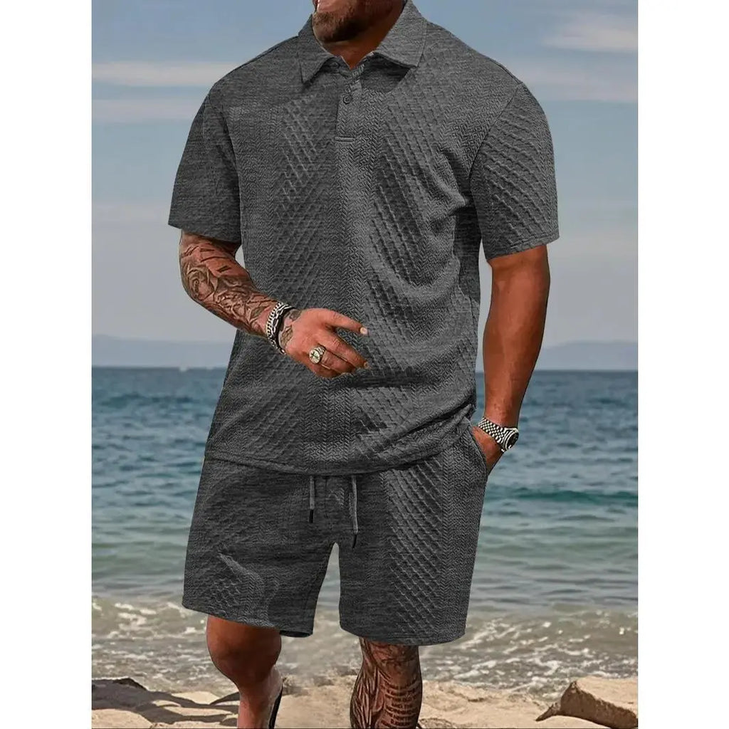 Ensemble décontracté pour homme : polo et short à cordon de serrage
