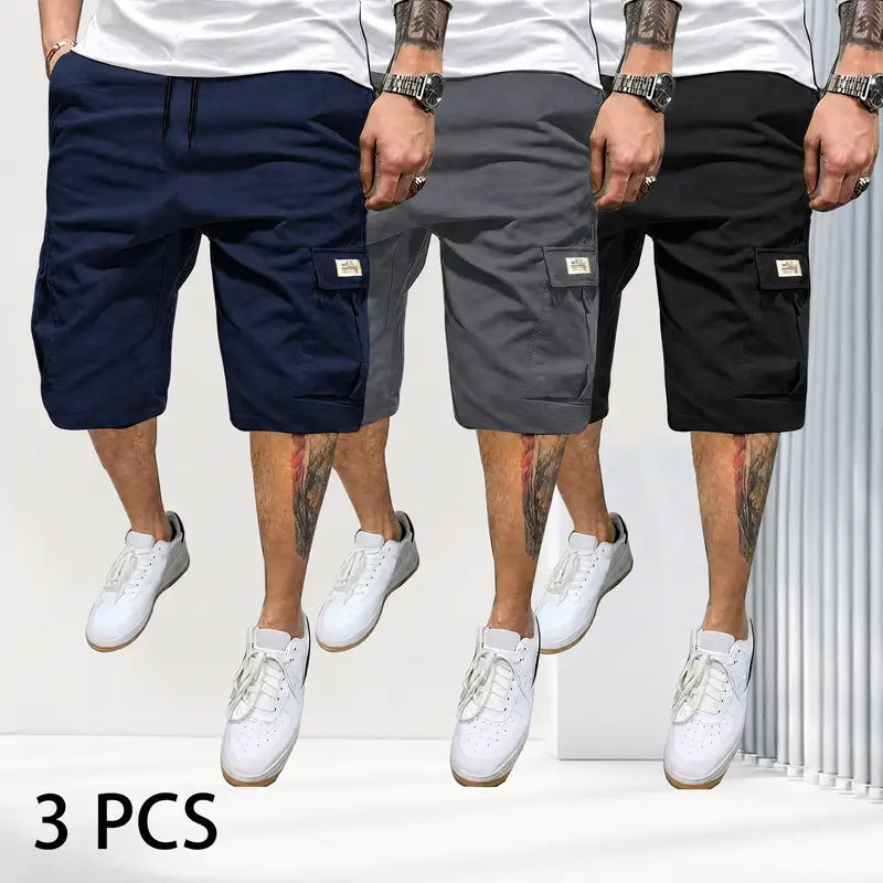 Men’s 3-Pack Breathable Drawstring Shorts with Pockets