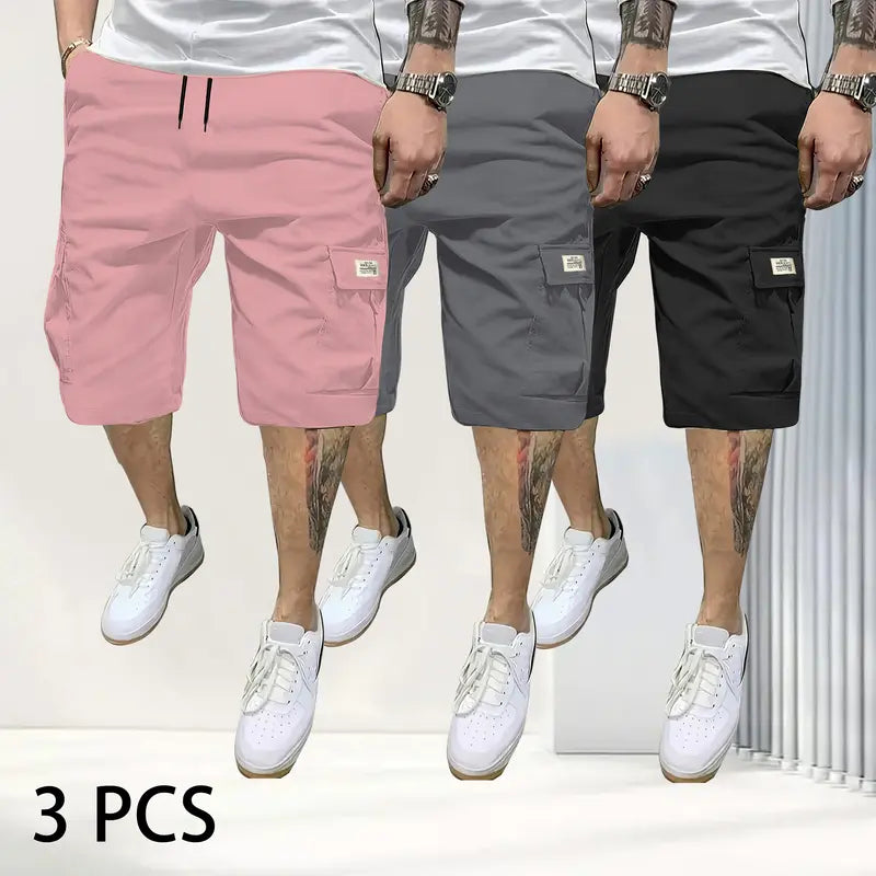 Men’s 3-Pack Breathable Drawstring Shorts with Pockets