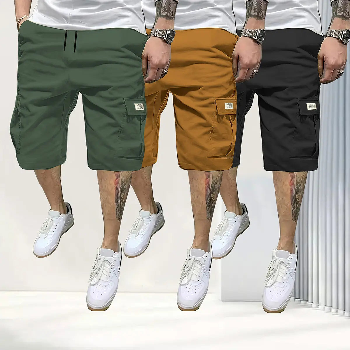 Shorts respirants en lot de 3 pour hommes avec cordon de serrage et poches