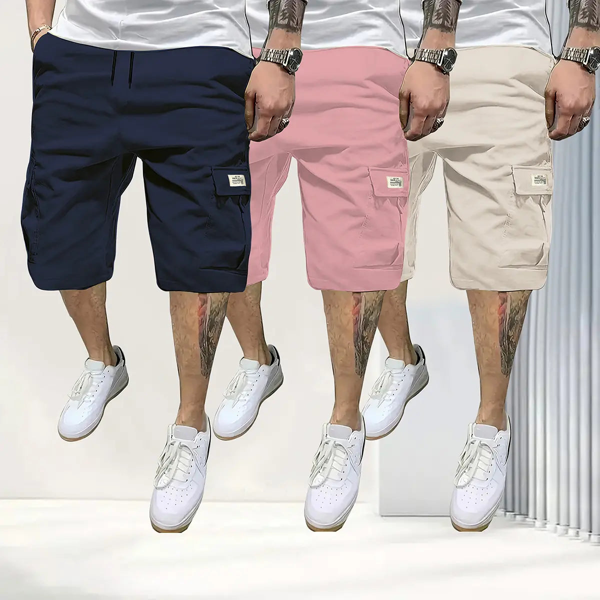 Shorts respirants en lot de 3 pour hommes avec cordon de serrage et poches