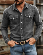 Camisa de trabajo de algodón lavado con botones