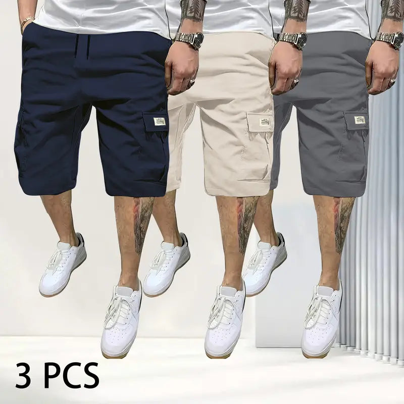 Men’s 3-Pack Breathable Drawstring Shorts with Pockets