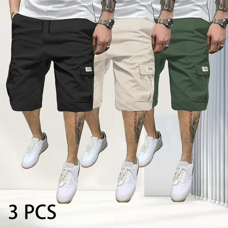 Men’s 3-Pack Breathable Drawstring Shorts with Pockets