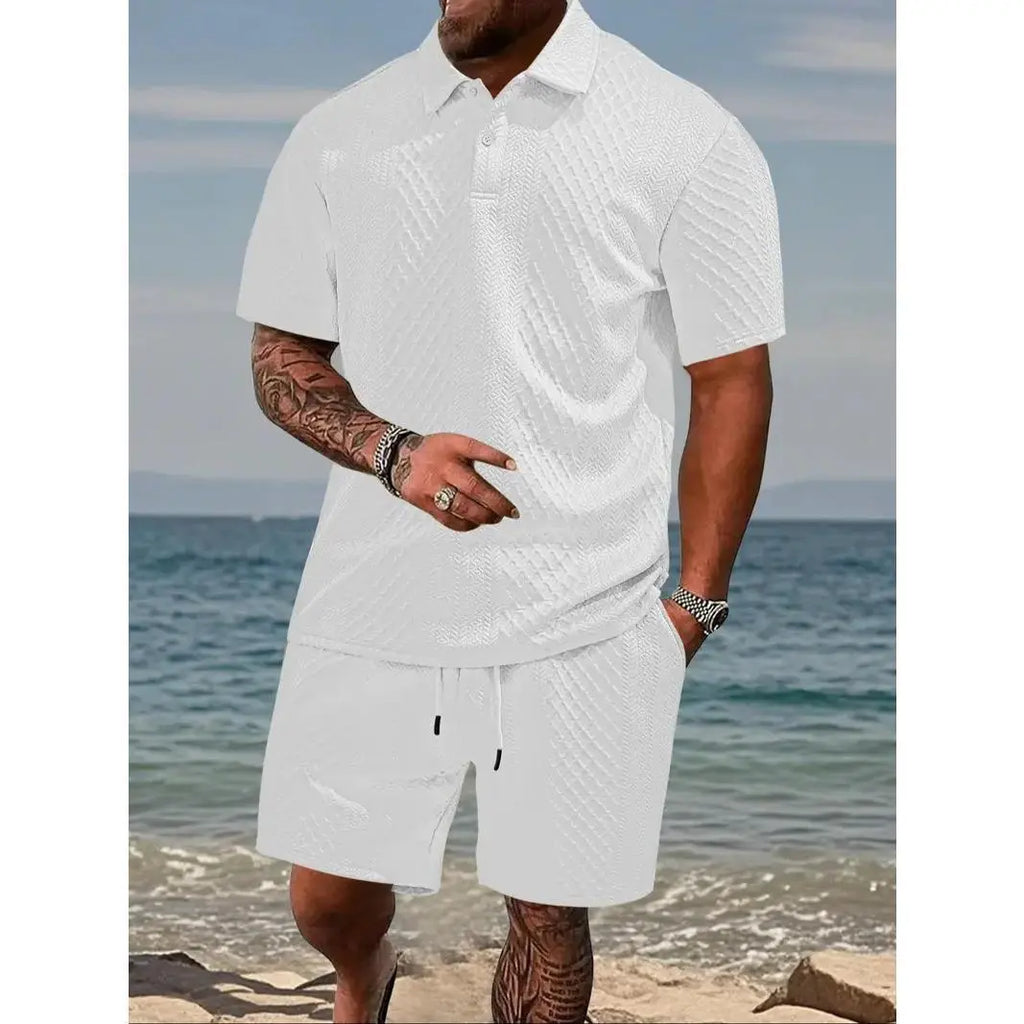 Ensemble décontracté pour homme : polo et short à cordon de serrage