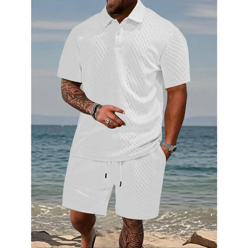 Men’s Casual Polo Shirt & Drawstring Shorts Set