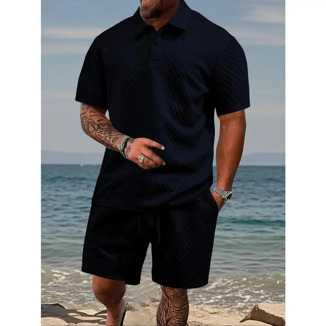 Ensemble décontracté pour homme : polo et short à cordon de serrage