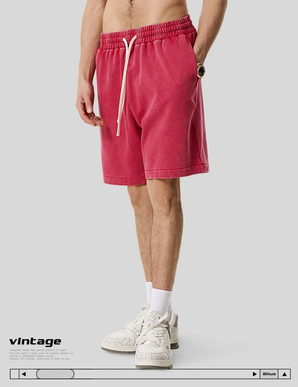 Men’s Washed Cotton Workout Shorts with Pockets