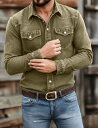 Camisa de trabajo de algodón lavado con botones