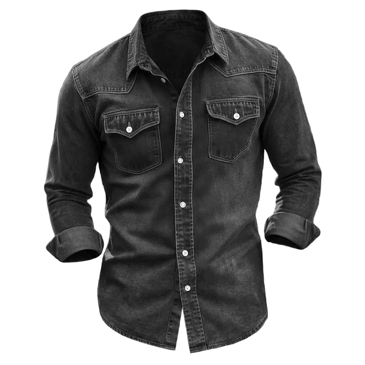 Camisa de trabajo de algodón lavado con botones