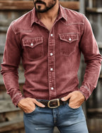 Camisa de trabajo de algodón lavado con botones