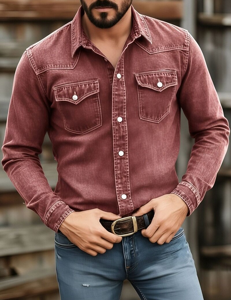 Camisa de trabajo de algodón lavado con botones