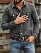 Camisa de trabajo de algodón lavado con botones