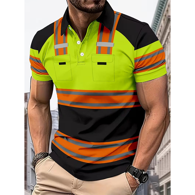 Camisa de manga corta de alta visibilidad con detalles reflectantes para hombre