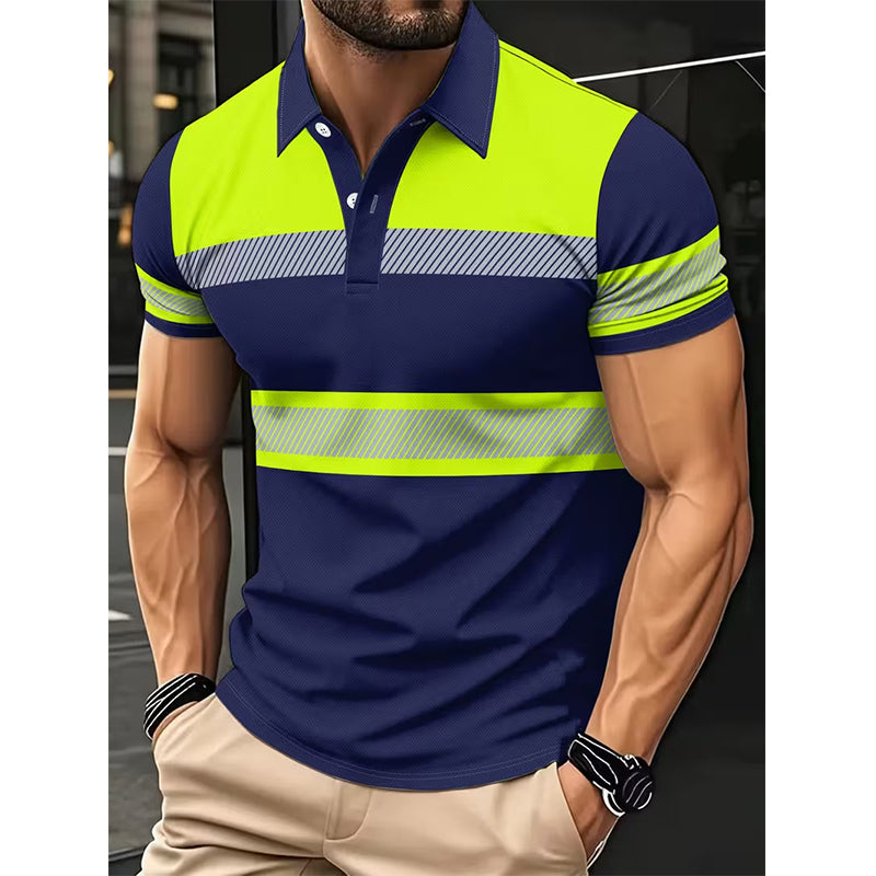 Camisa de manga corta de alta visibilidad con detalles reflectantes para hombre