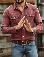 Camisa de trabajo de algodón lavado con botones